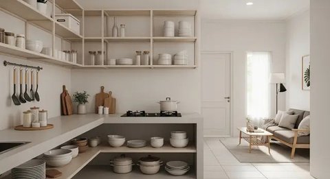 Model Dapur Minimalis dan Ruang Tamu Menyatu Tanpa Sekat