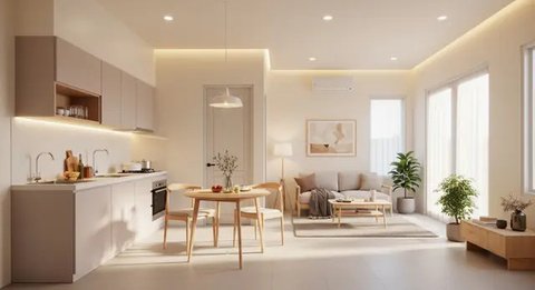 Model Dapur Minimalis dan Ruang Tamu Menyatu Tanpa Sekat