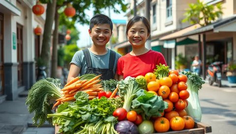 Ilustrasi Jualan Sayur Keliing
