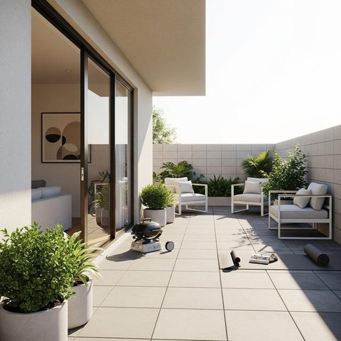 Teras Samping Rumah Kecil yang Bisa Jadi Area Nongkrong Santai (Image by Gemini AI)