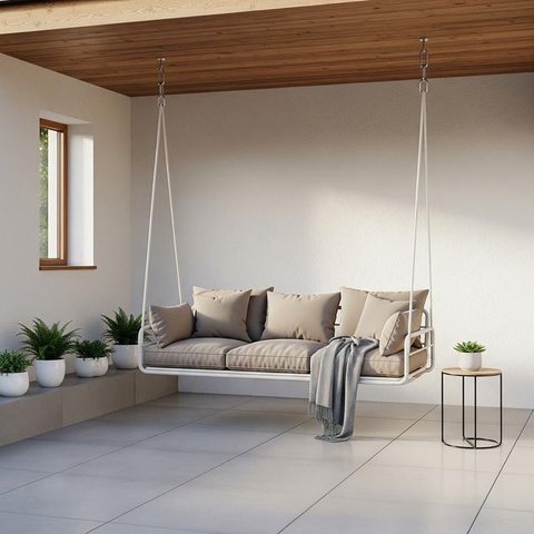 Teras Rumah Kecil dengan Ayunan Minimalis (Image by Gemini AI)