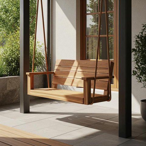 Teras Rumah Kecil dengan Ayunan Minimalis (Image by Gemini AI)