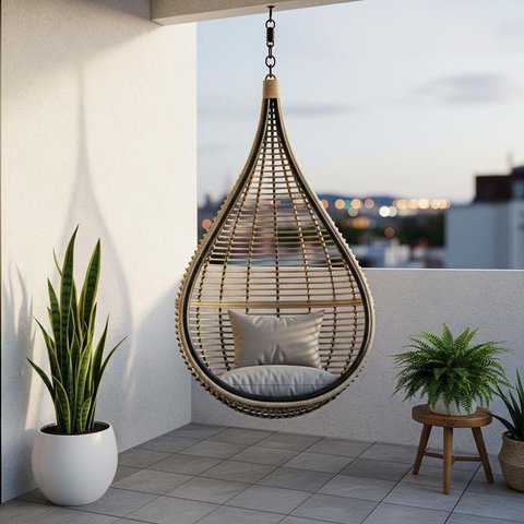 Teras Rumah Kecil dengan Ayunan Minimalis (Image by Gemini AI)