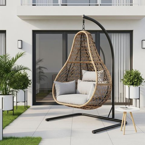 Teras Rumah Kecil dengan Ayunan Minimalis (Image by Gemini AI)