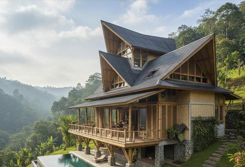 7 Model Rumah Tropis di Area Perbukitan dengan Ventilasi Alami yang Bikin Adem Sepanjang Hari, Nyaman dan Hemat Energi (Foto: Gemini AI)