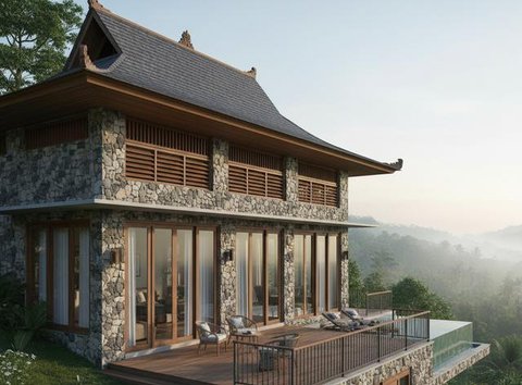 7 Model Rumah Tropis di Area Perbukitan dengan Ventilasi Alami yang Bikin Adem Sepanjang Hari, Nyaman dan Hemat Energi (Foto: Gemini AI)