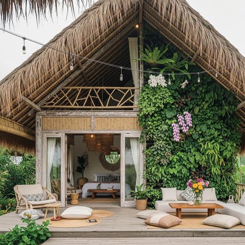 Desain Rumah Sederhana tapi Mewah Bergaya Natural Bohemian/Gemini AI