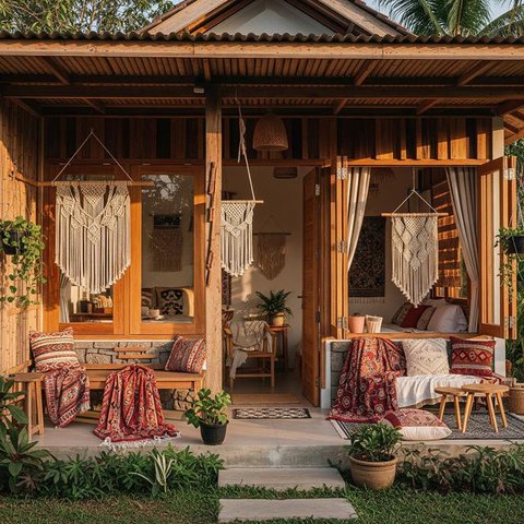 Desain Rumah Sederhana tapi Mewah Bergaya Natural Bohemian/Gemini AI