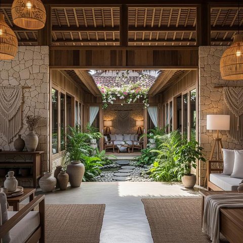 Desain Rumah Sederhana tapi Mewah Bergaya Natural Bohemian/Gemini AI