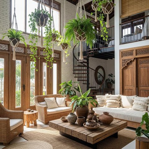 Desain Rumah Sederhana tapi Mewah Bergaya Natural Bohemian/Gemini AI