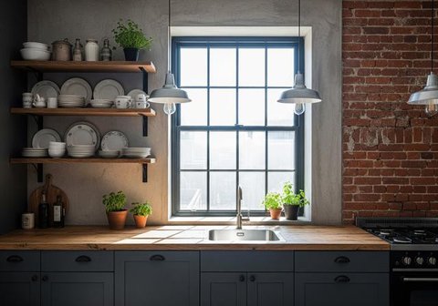 Desain Dapur Ukuran 3x3 Meter dengan Pencahayaan Alami (Sumber: gemini.com)