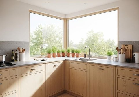 Desain Dapur Ukuran 3x3 Meter dengan Pencahayaan Alami (Sumber: gemini.com)