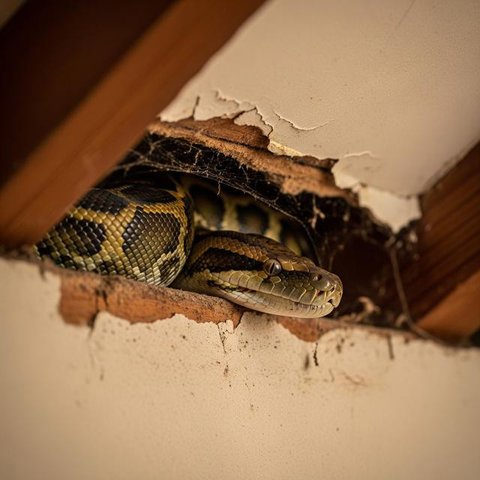 Ular Piton di Plafon Rumah