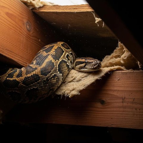 Ular Piton di Plafon Rumah