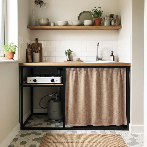 Ide Dapur Terbatas Tapi Rapi untuk Rumah Kontrakan. Foto: Gemini