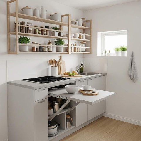 Ide Dapur Terbatas Tapi Rapi untuk Rumah Kontrakan. Foto: Gemini