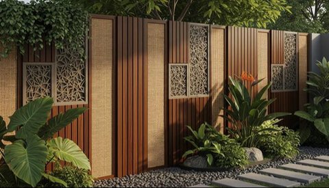 Rumah dengan pagar taman warna hijau sage. Foto: Gemini
