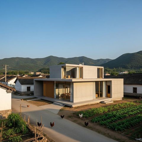 Rumah Tipe 36 dengan Warna Terang dan Atap Tinggi/Desain Rumah Minimalis Ukuran Kecil Tipe 36 di Lokasi Strategis (Sumber: gemini.com)