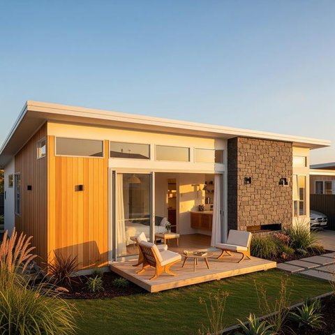 Rumah Tipe 36 dengan Warna Terang dan Atap Tinggi/Desain Rumah Minimalis Ukuran Kecil Tipe 36 di Lokasi Strategis (Sumber: gemini.com)