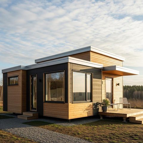 Rumah Tipe 36 dengan Warna Terang dan Atap Tinggi/Desain Rumah Minimalis Ukuran Kecil Tipe 36 di Lokasi Strategis (Sumber: gemini.com)