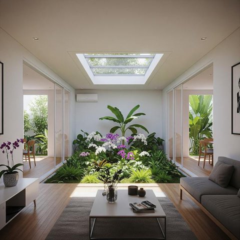 Model Rumah Kecil Tapi Luas dengan Taman Dalam Rumah/Gemini AI