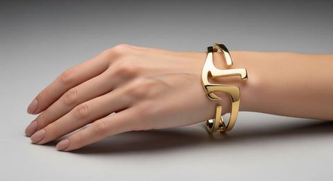Model Gelang Emas Cuff Sculptural Desain Abstrak 2025