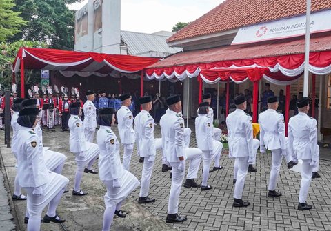 Upacara peringatan Hari Sumpah Pemuda di Museum Sumpah Pemuda, Jakarta, Selasa (28/10/2025).