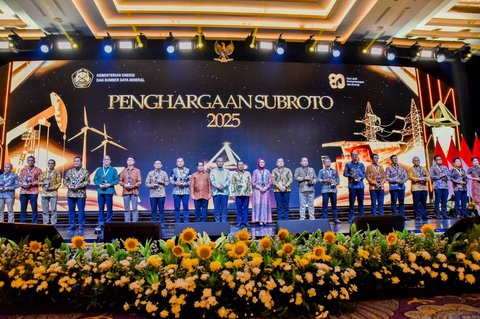 Menteri ESDM Bahlil Lahadalia saat acara Malam Penganugerahan Penghargaan Subroto 2025