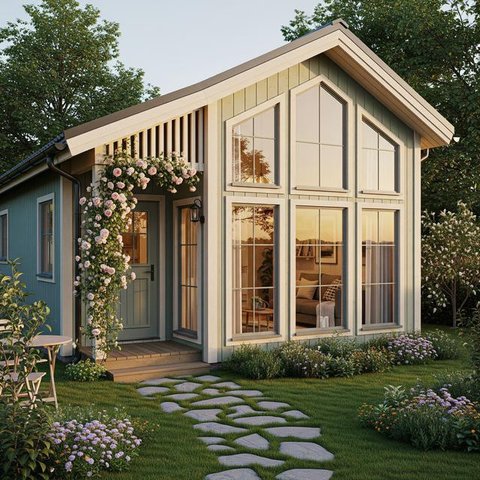 Rumah Sederhana dengan Garasi Kecil/Desain Rumah Sederhana 7x12 (Sumber: gemini.com)