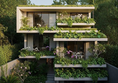 Rumah Compact dengan Atap Tanaman Hijau Anti Panas dan Bocor (Sumber: gemini.com)