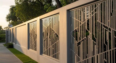 Model Pagar Besi dengan Dinding Beton Minimalis