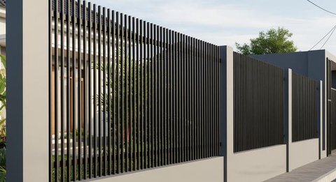 Model Pagar Besi dengan Dinding Beton Minimalis