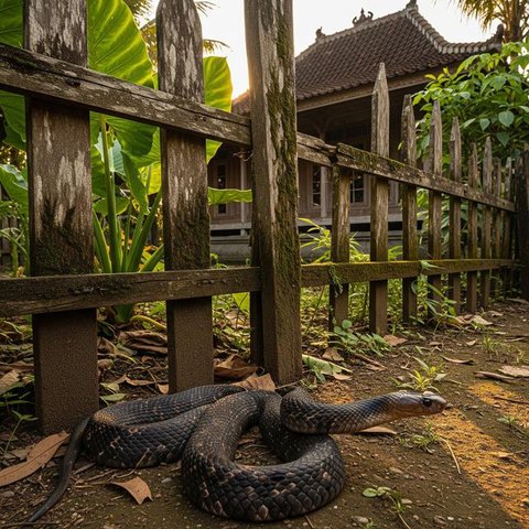 Ular masuk rumah. Ilustrasi MetaAI