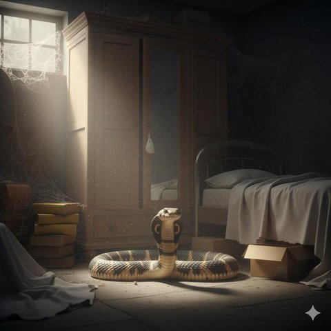 Ular masuk rumah. Ilustrasi MetaAI