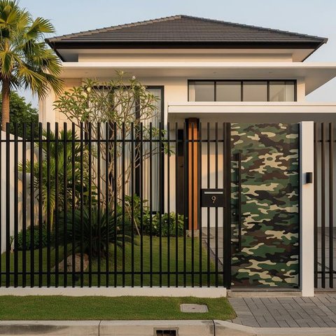 Pagar Minimalis dengan Pintu Tersembunyi. (Foto: Gemini AI)