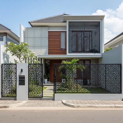 Pagar Minimalis dengan Pintu Tersembunyi. (Foto: Gemini AI)