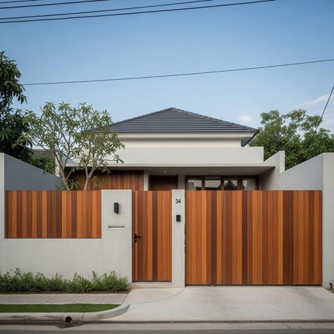Pagar Minimalis dengan Pintu Tersembunyi. (Foto: Gemini AI)