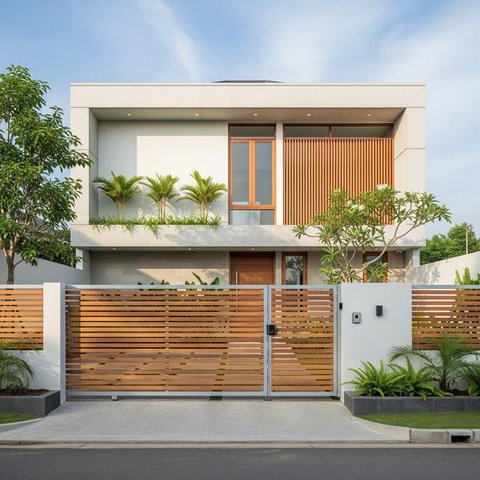 Pagar Minimalis dengan Pintu Tersembunyi. (Foto: Gemini AI)
