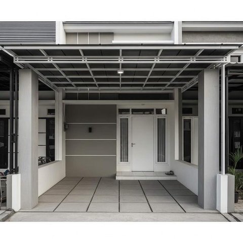 Kanopi Bahan Besi Beton dan Hollow untuk Rumah Minimalis. Foto: Gemini