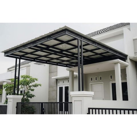 Kanopi Bahan Besi Beton dan Hollow untuk Rumah Minimalis. Foto: Gemini