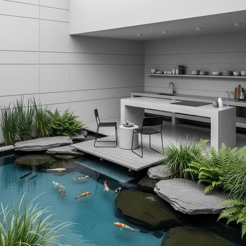 Model Dapur Minimalis di Belakang Rumah (Image by Gemini AI)
