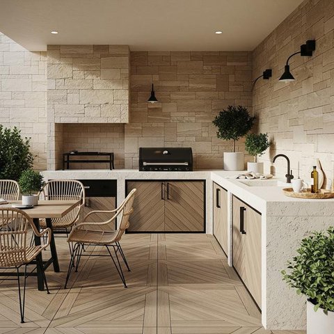 Model Dapur Minimalis di Belakang Rumah (Image by Gemini AI)