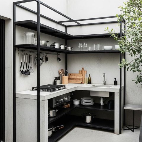 Model Dapur Minimalis di Belakang Rumah (Image by Gemini AI)