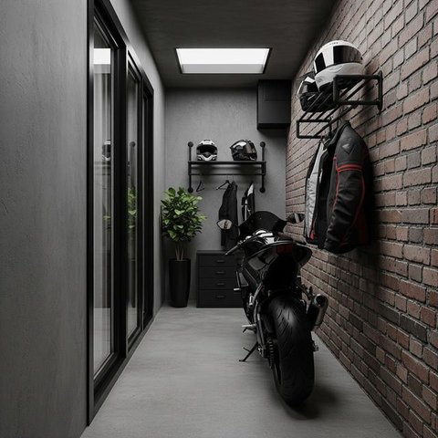 Desain Teras Rumah Sempit Tapi Tetap Muat Motor (AI)