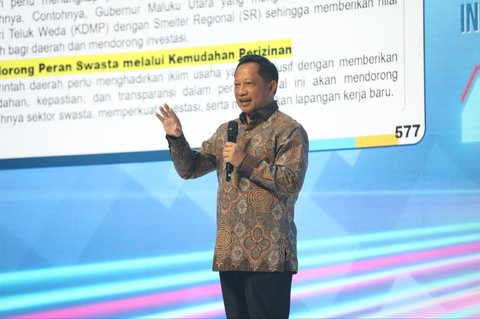 Mendagri Tito Karnavian saat memberikan sambutan pada Festival Ekonomi Keuangan Digital Indonesia dan Indonesia Fintech Summit & Expo
