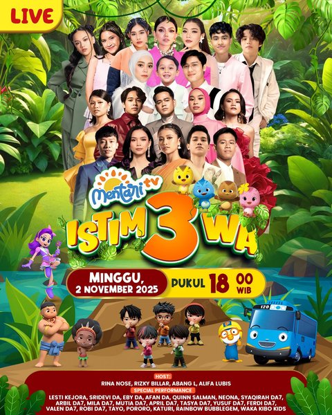 Semarak HUT MENTARITV ISTIM3WA Hadirkan Aksi Lucu Abang L Bersama Papa Billar dan Bunda Lesti, Ada Maskot Kartun Favorit MENTARITV