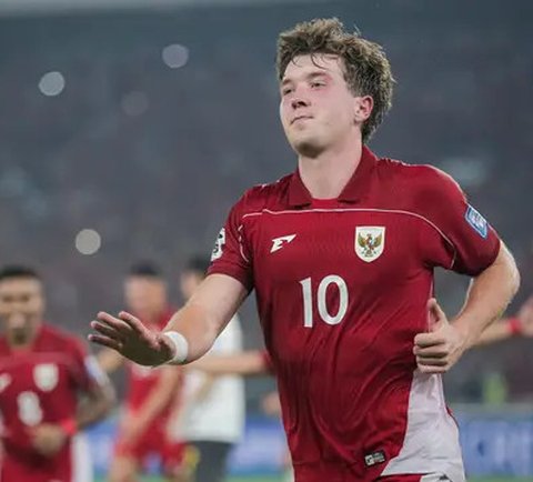 Ekspresi striker Timnas Indonesia, Ole Romeny, setelah menjebol gawang Timnas China pada pertandingan Kualifikasi Piala Dunia 2026 di Stadion Utama Gelora Bung Karno, Jakarta, Kamis (5/6/2025
