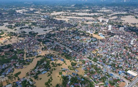 Banjir akibat Topan Matmo di Thai Nguyen, Vietnam, Rabu (08/10/2025).