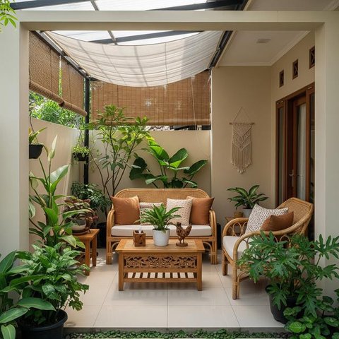 Teras Rumah Sempit Jadi Ruang Tamu. (Foto: Gemini AI)