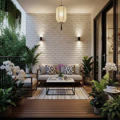 Teras Rumah Sempit Jadi Ruang Tamu. (Foto: Gemini AI)
